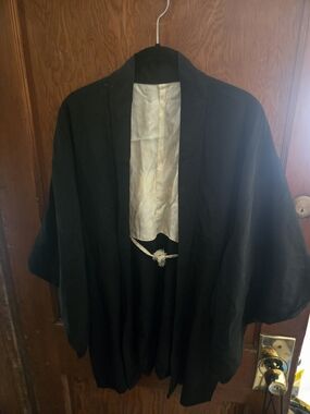 Vintage Silk Haori Kimono-Style Jacket with Cream Lining, Boys